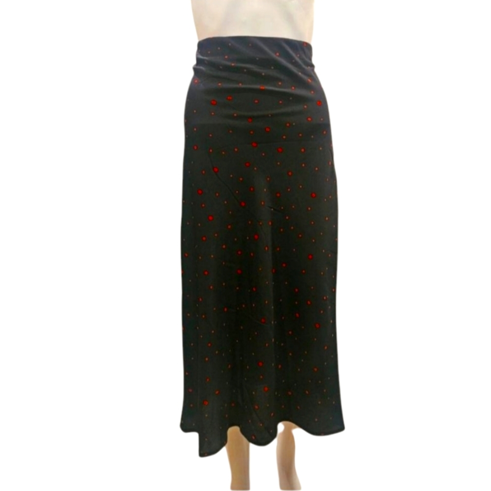 NWT - Elodie - Navy Midi Skirt with Red Polka Dots - Size X-Small